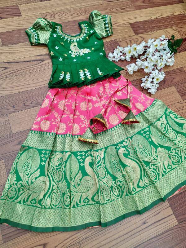 NEW LAUNCING KIDS LEHENGA CHOLI lichi silk Kids clothing manufacturer in Delhi
